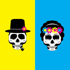 Days of the Dead with Decoration with sombrero and flowers
