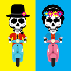 Days of the Dead or Dia de los muertos with little scooter