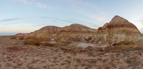 Naklejka premium chalk mountains in the steppes of Kazakhstan.