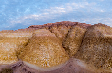 chalk mountains in the steppes of Kazakhstan.