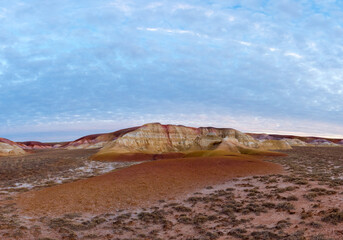 chalk mountains in the steppes of Kazakhstan.