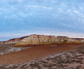 chalk mountains in the steppes of Kazakhstan.