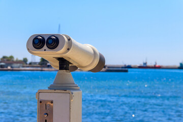 Coin operated binocular viewer for tourists in Nessebar, Bulgaria