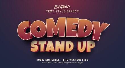 Stand up Comedy text with hype color style, editable text effect