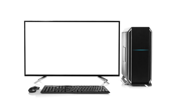 Modern black desktop computer isolated on a white background