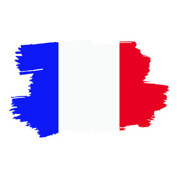 Grunge flag of the France. France flag illustrated on paint brush stroke.