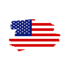 Vintage USA flag. Vector waving American flags on grunge texture.