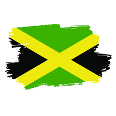 Grunge flag of the Jamaica. Jamaica flag illustrated on paint brush stroke.