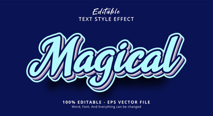 Editable text effect, Magical text on popular blue color combination
