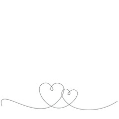 Hearts line drawing vector illustration