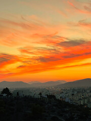 Dramatic sunset and beautiful colors on the sky and the clouds