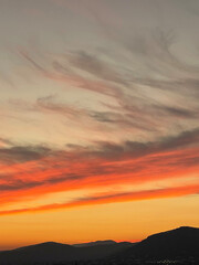 Dramatic sunset and beautiful colors on the sky and the clouds