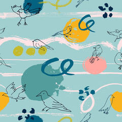 Vector seamless pattern with birds - 463430518