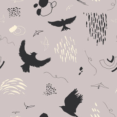 Vector seamless pattern with birds - 463430521