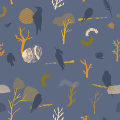 Vector seamless pattern with birds - 463430522