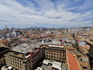 High Angle view of of the city of Malaga in Spain.