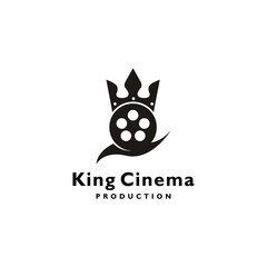 Cinema Logo. Crown with Film Equipments isolated on white background. Usable for Movie Maker Design vector icon illustration.