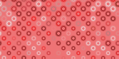 Dark red, yellow vector pattern with coronavirus elements.