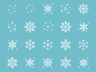 set of snow flake line icons, cool, winter, christmas