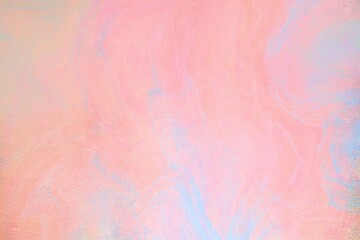 abstract watercolor background with space, light tender peachy clouds, strokes and colorful paint splashes with layers, fluid art, cool pink blue orange red yellow paint mix design 