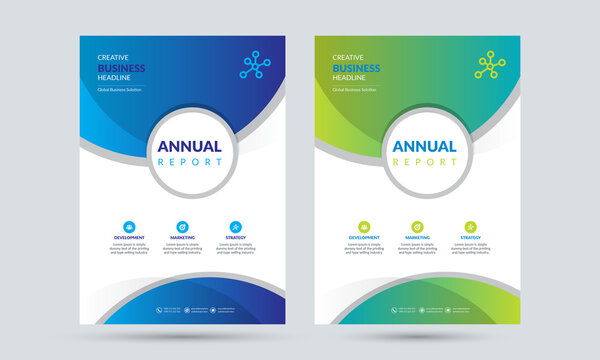 Annual Report Design Template Gradient Color Shape Concept