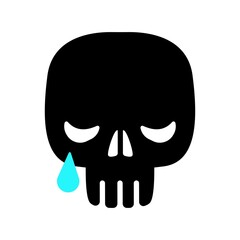 Vector Emoji  black Skull set with Different Reactions Isolated on white Background. Modern Emoticons Collection in Flat Style. Halloween silhouette elements. vector for halloween card decoration