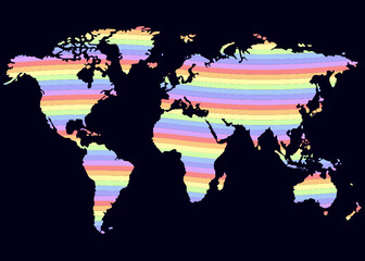Pastel Rainbow World Map
