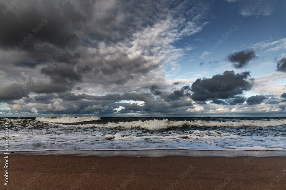 Canvas Prints Stormy Baltic sea at Liepaja, Latvia.