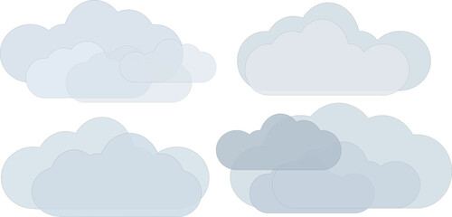 Lush storm clouds. Data clouds. Vector set