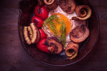 Style of cuisine- chicken egg is prepared for cooking