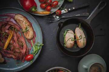 Spaghetti - decorates pasta with fresh vegetables