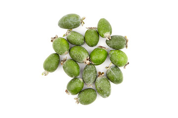 Feijoa acca fruit or pineapple guava isolated on white