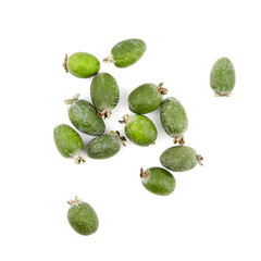 Feijoa acca fruit or pineapple guava isolated on white