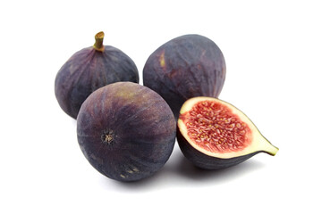 Fig fruit with ripe red half isolated on white