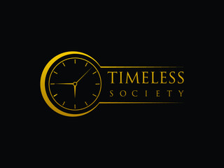simple timeless logo with clock illustration.