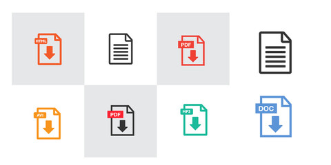 File document Icons. PDF file download icon