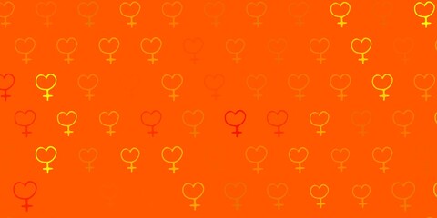 Light Green, Yellow vector backdrop with women power symbols.