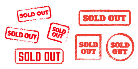 Sold out stamps. Sale banner. Sticker or discount label, promotion poster. badge template