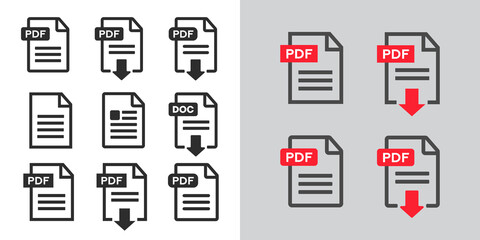 File document Icons. PDF file download icon