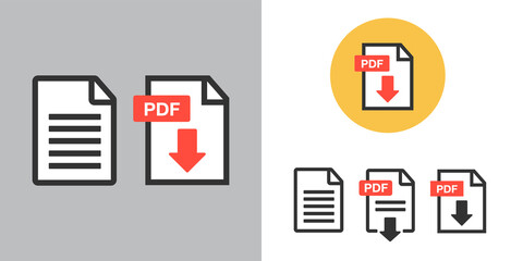 PDF Document icon set. File Icons. PDF file download icon