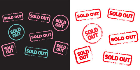 Sold out stamps grunge texture. Colored sold out grunge stamp