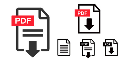 PDF file download icon. Document text, symbol web. Document icon set