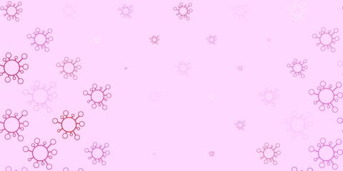Light red vector backdrop with virus symbols.