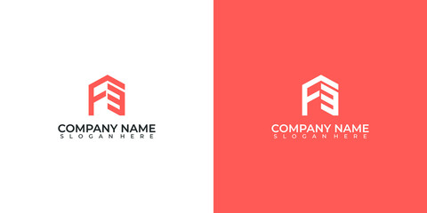 Fototapeta premium house logo combination of letters F E or E F