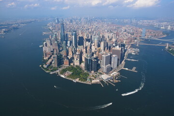 Lower Manhattan Drone Shot - obrazy, fototapety, plakaty