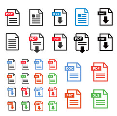 File document Icons. PDF file download icon