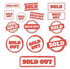 Sold out stamps. Sale banner. Sticker or discount label, promotion poster. badge template