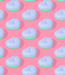 Fototapeta premium Seamless 3d rendern isometric pattern. Minimal design. Donuts Heart, sweet candy shop, Valentine's Day, party concept