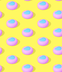 Seamless 3d rendern isometric pattern.  Minimal design.  Heart Biscuit. Sweet candy shop, Valentine's Day, birthday party concept