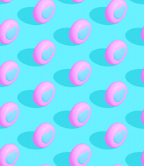 Seamless 3d rendern isometric pattern.  Minimal design.  Heart Biscuit. Sweet candy shop, Valentine's Day, birthday party concept